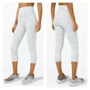 Lululemon Wunder Under Women Light Gray Camo High Rise 21" Luxtreme 10 Leggings